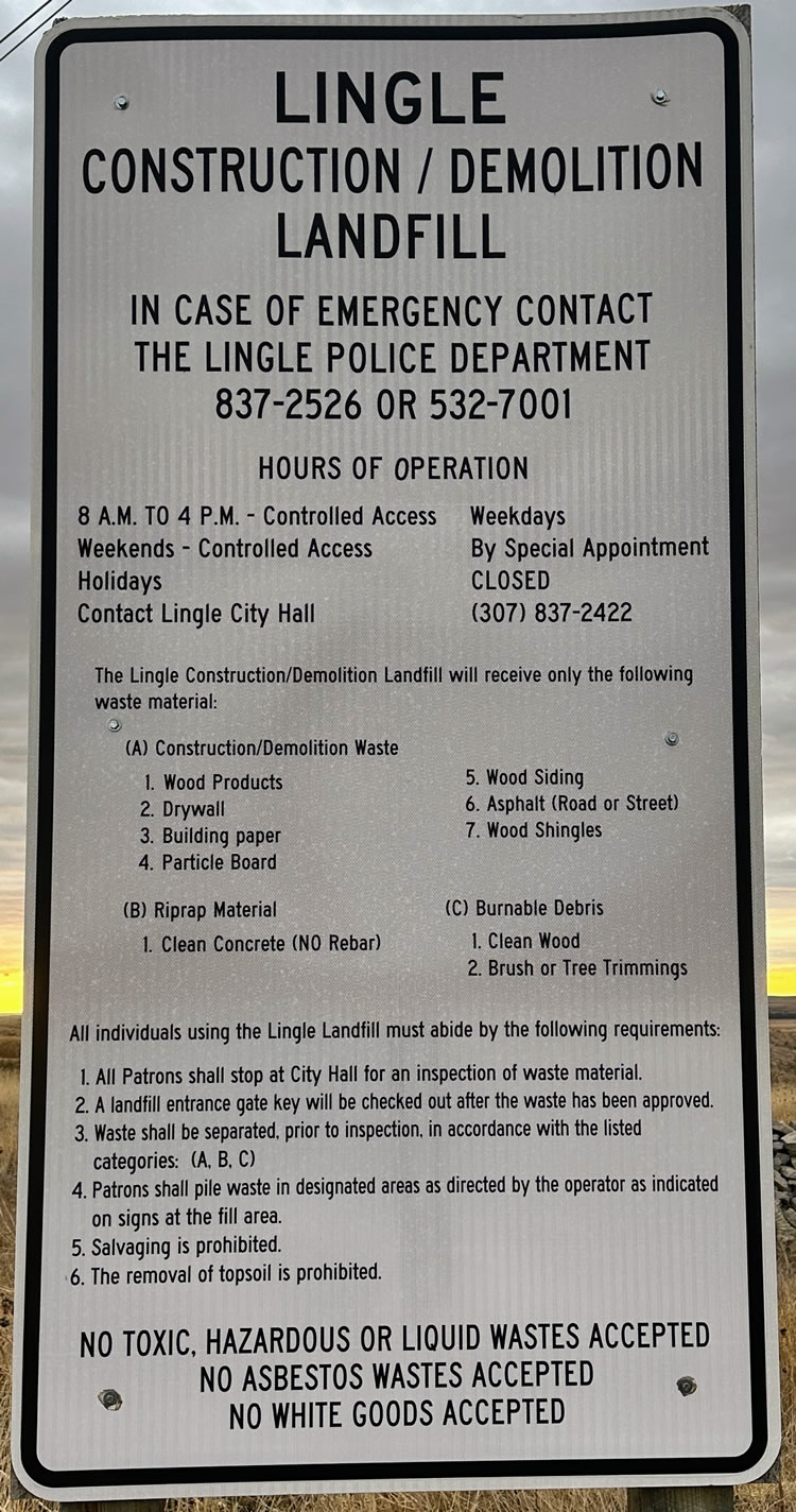 Landfill Hours Town of Lingle